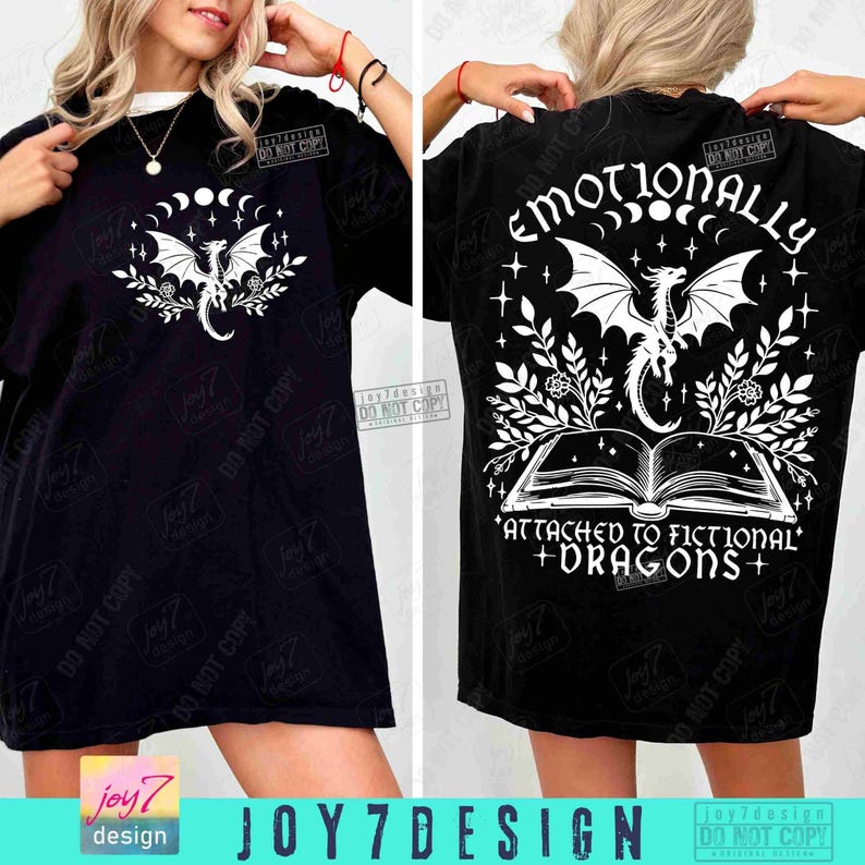 Emotionally Attached to Fictional Dragons Bookish SVG PNG Book lover Reading Svg Fantasy book club Romantasy Reader Book Shirt Png ORIGINAL image 3