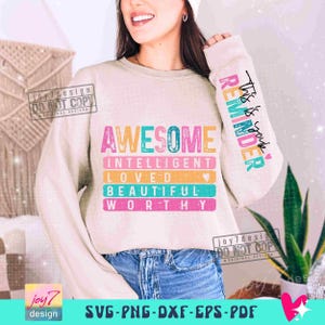 Awesome Worthy PNG Sleeve Png Affirmations Png Boho self love Positive quotes Png Boho Motivational Sleeve Designs Png Sublimation ORIGINAL image 6