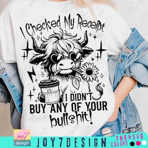 Vaca divertida con tonterías SVG PNG Vaca de las Tierras Altas sarcástica con palabrotas PNG Vaca sarcástica Svg Vaca linda Moda Mujeres Divertido Adulto Humor Sarcasmo Svg ORIGINAL