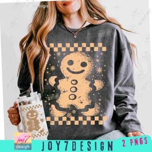 Retro kratka piernikowy człowiek PNG sezon świąteczny Png piernikowy Png modny zniszczony świąteczny sweter Png popularny Xmas Retro PngORYGINALNY