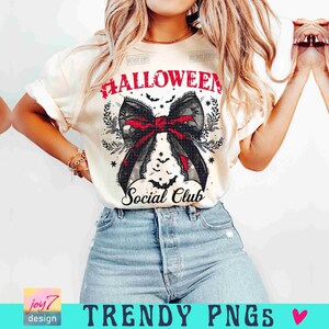 Halloween Social Club PNG Coquette Halloween Club Png Gothic Girly Png Spooky Season Trendy Halloween Bow Retro Halloween Shirt Png ORIGINAL image 3