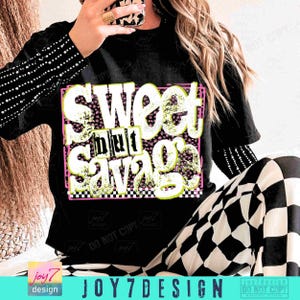 Sweet But Savage Snarky PNG Sassy Sarcasm Funny Womens Png Retro Checker Trendy Sarcastic quote Cheetah Print Sarcasm Funny Mom Png ORIGINAL image 3