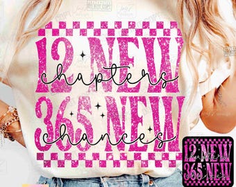 12 neue Kapitel 365 neue Chancen PNG New Year Faux Glitter Design (digitaler Download)