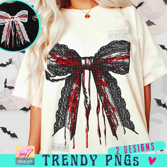 Halloween Bow PNG Coquette Trendy Halloween Png Retro Halloween Bow Png Spooky Season Png Horror Gothic Girly Vintage shirt design ORIGINAL