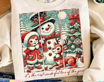 It's The Most Wonderful Time Of The Year PNG Vintage Christmas Santa Claus Png Christmas Tree Snowman Reindeer Retro Xmas Coquette ORIGINAL