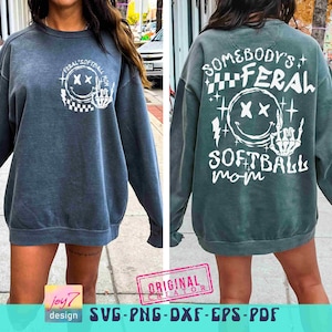 Funny Softball Mom SVG PNG Somebody's Feral Mom Svg Retro Softball Mom Png Mom Life Softball Sublimation Softball Game Day Cut File Original image 4
