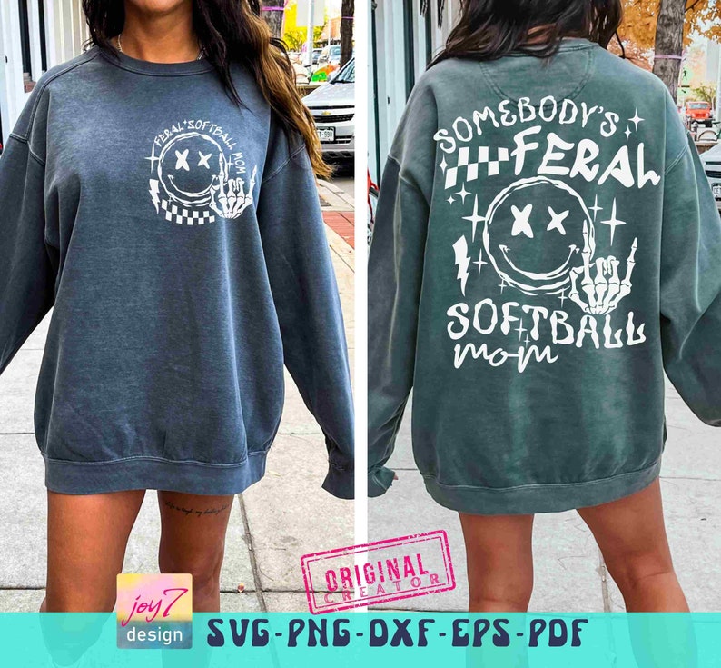 Funny Softball Mom SVG PNG Somebody's Feral Mom Svg Retro Softball Mom Png Mom Life Softball Sublimation Softball Game Day Cut File Original image 4