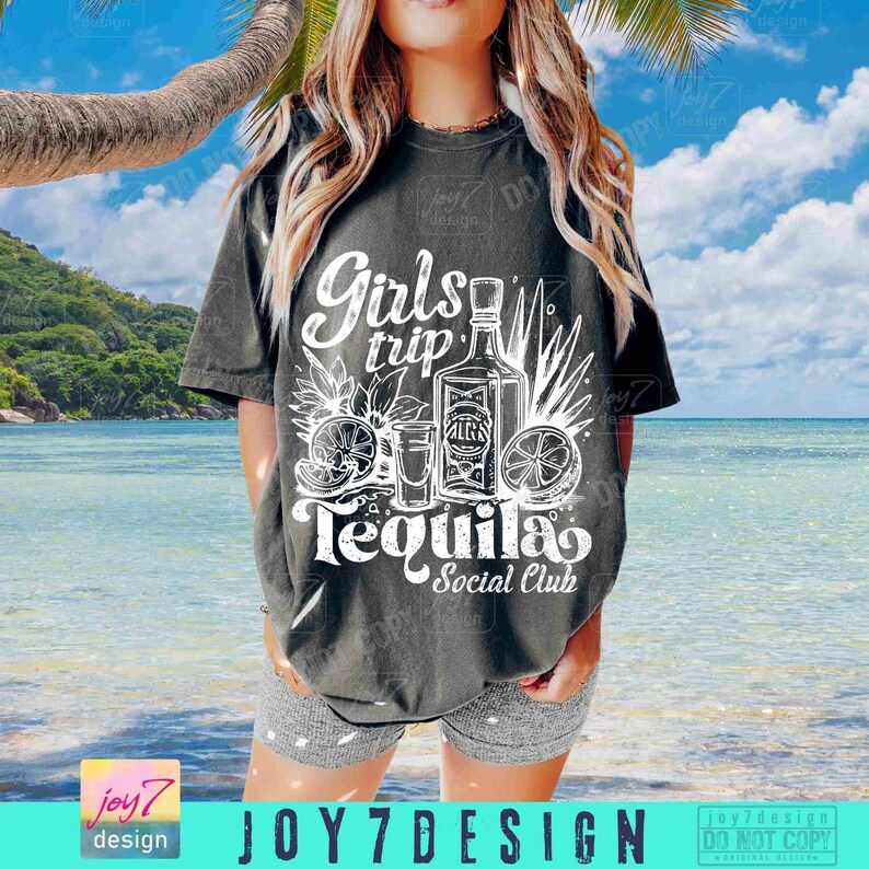 Girls Trip Tequila Social Club PNG Funny Summer Girls Trip Tequila Retro Summer Png Girls Weekend Retro Summer Beach Shirt design ORIGINAL image 3
