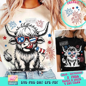4th July Heifer SVG PNG Retro Fourth of July Svg Funny 4th Of July Svg Cricut Svg Cute Western Cow Png Independence Day Sublimation ORIGINAL image 1