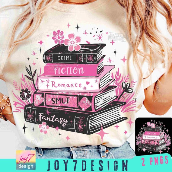 Floral Book Stack Book Lover PNG Retro Bookish Cute Reading Fantasy Romance Crime Smut Png Boho Floral Book shirt Librarian Reader ORIGINAL