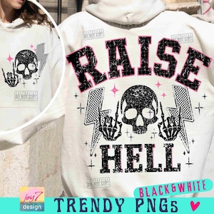 Raise Hell PNG Western Png Skeleton designs Lightning bolt Adult Humor Funny Sarcastic Retro Cowgirl Png Sassy TRENDY Southern Png ORIGINAL
