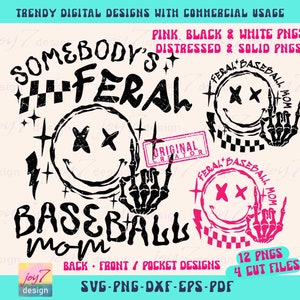 Funny Baseball Mom SVG PNG Somebody's Feral Mom Svg Retro Baseball Mom Png Mom Life Baseball Sublimation Baseball Game Day Cut File Original image 2