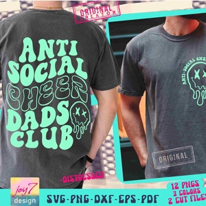 Papá animador SVG PNG Papá animador Svg Club de papás animadores antisociales Papá divertido Svg Papá animador deportivo Archivo de corte por sublimación Anverso y reverso