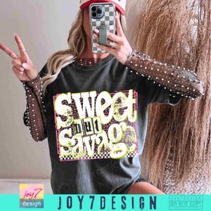Sweet But Savage Snarky PNG Sassy Sarcasm Funny Womens Png Retro Checker Trendy Sarcastic quote Cheetah Print Sarcasm Funny Mom Png ORIGINAL image 5