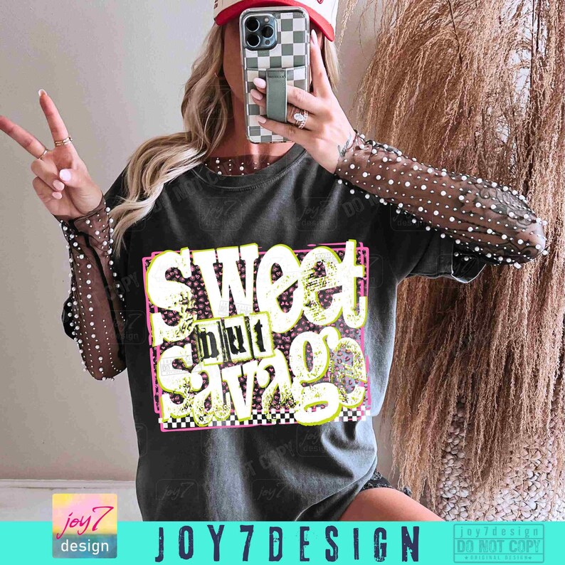 Sweet But Savage Snarky PNG Sassy Sarcasm Funny Womens Png Retro Checker Trendy Sarcastic quote Cheetah Print Sarcasm Funny Mom Png ORIGINAL image 5