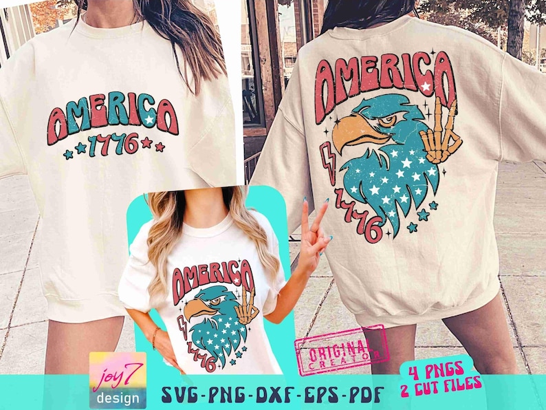 America Eagle Retro 4th of July SVG PNG America shirt Svg Retro America Svg Free Bird Png 4th of July Cut file Independence Day Sublimation image 1