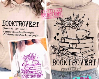 Booktrovert Definition SVG PNG Floral Book lover Svg Reading Svg Book lover gift Png Book Sublimation Book lover gift Svg Cut File ORIGINAL