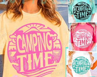 Camping Time SVG PNG Retro Camping Svg Trendy Summer Camping Svg Summer Vacation Cut File Summer shirt Png Funny Camping SublimationORIGINAL