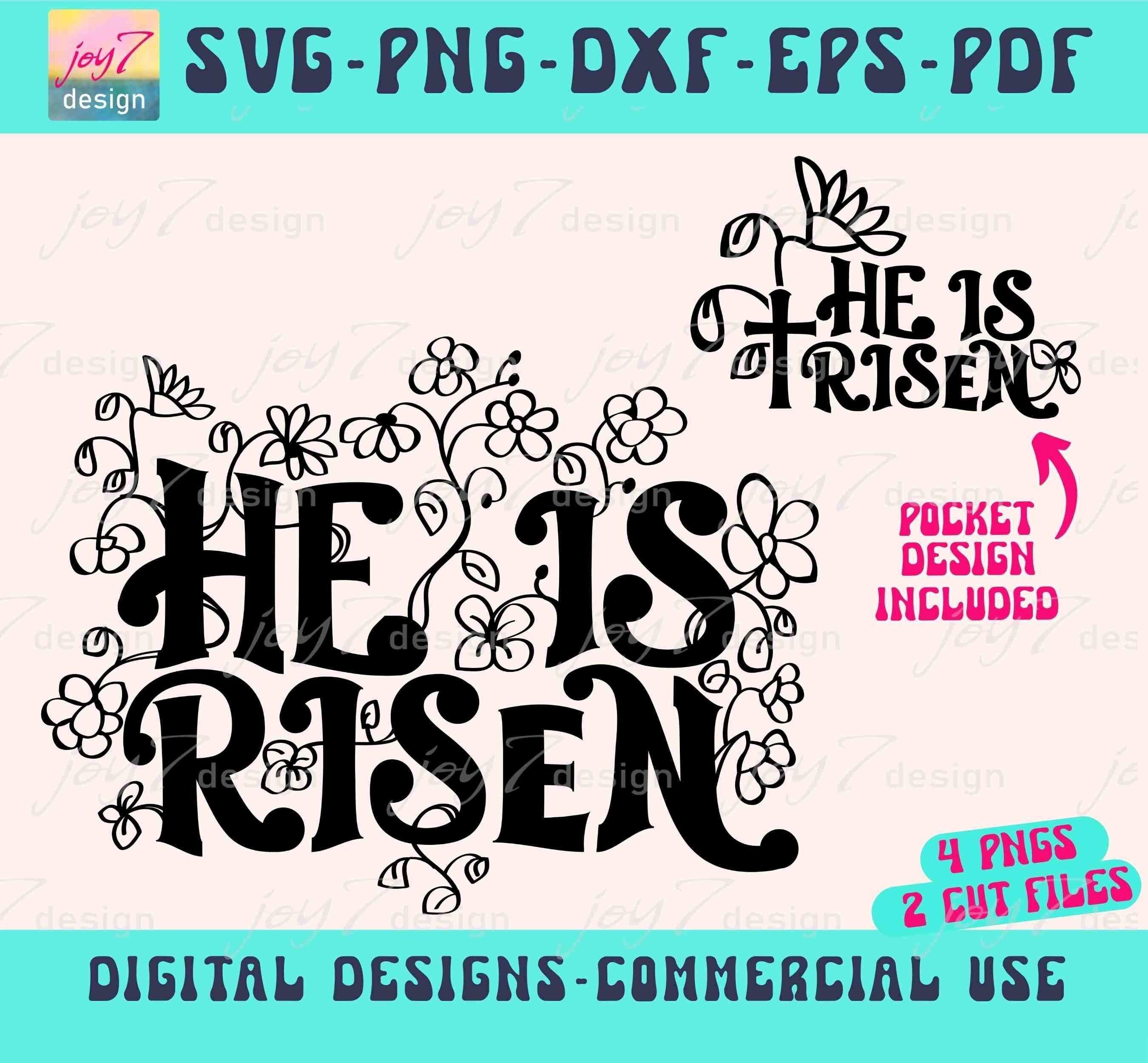 He is Risen SVG: Retro Wildflower Christian Design (digital