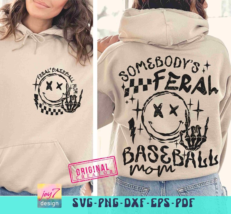 Funny Baseball Mom SVG PNG Somebody's Feral Mom Svg Retro Baseball Mom Png Mom Life Baseball Sublimation Baseball Game Day Cut File Original image 4