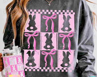 Coqueta de Pascua a cuadros PNG Conejito de Pascua PNG Feliz Pascua Retro PNG Pascua Rosa PNG Niñas Pascua PNG Conejo Preppy Lindo Pascua ORIGINAL