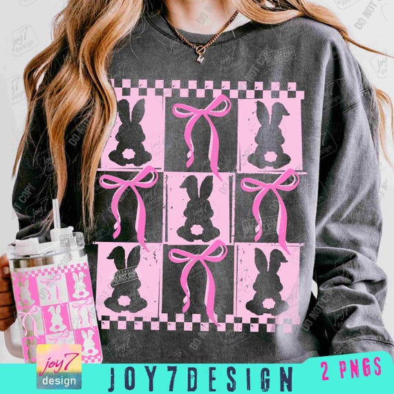 Checkered Easter Coquette PNG Easter Bunny Png Happy Easter Retro Png Pink Easter Png Girls Easter Png Preppy Rabbit Cute Easter ORIGINAL