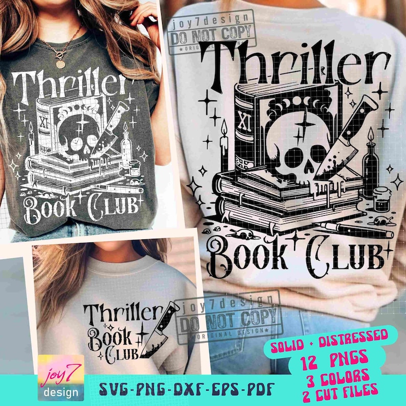 Thriller Book Club SVG PNG Book quote Svg Bookish Png Book lover gift Svg Horror Funny Adult Png Book Cricut Svg Reader Sublimation ORIGINAL image 1