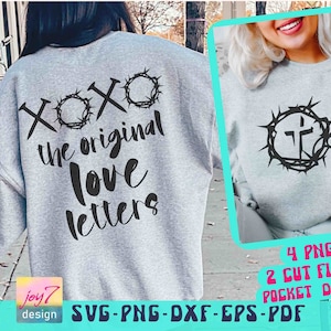 XOXO Las cartas de amor originales Svg Png, XOXO Svg, XOXO Easter Svg, Historia real, Jesús Svg, Corona de espinas, Pascua religiosa Svg, Christian Svg