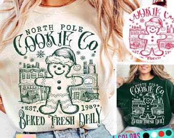 North Pole Cookie Co Funny Christmas PNG Gingerbread Cookie Christmas Jumper Png North Pole Magic Baking Xmas Gingerbread Man Png ORIGINAL