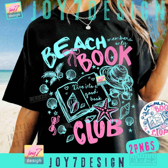 Beach Book Club PNG Preppy Summer Doodle Bookish trendy Book lover Shirt ORIGINAL Design