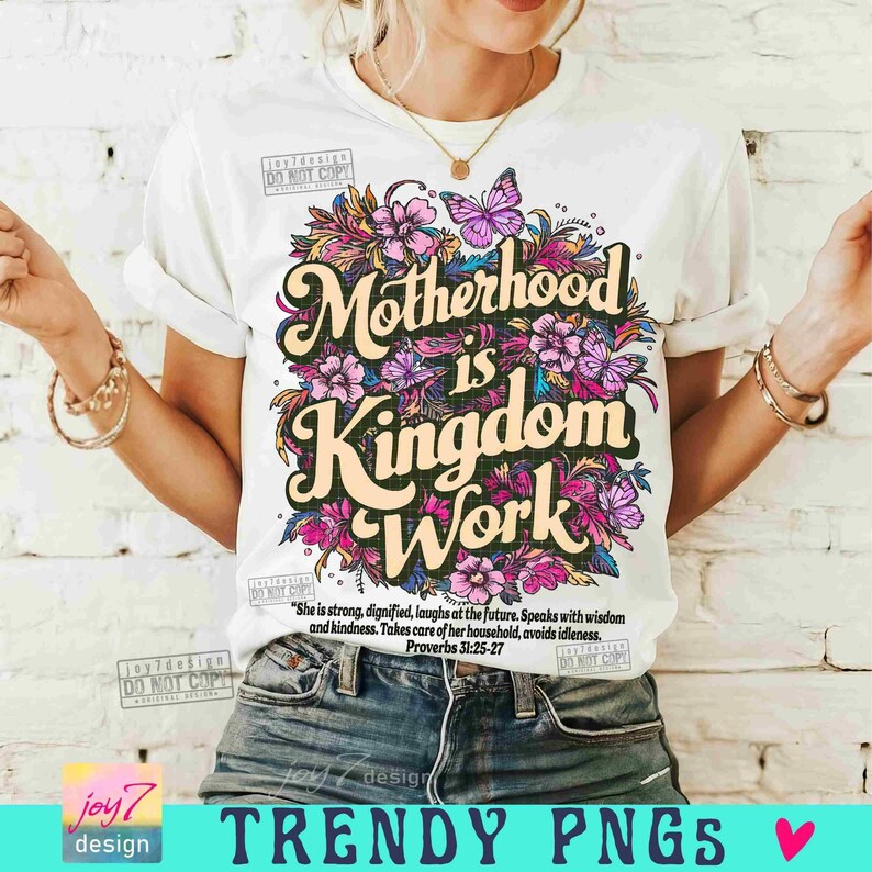 Christian Mom PNG Motherhood is Kingdom Work Christian Retro Bible Verse Png Retro mom Png Faith Png Boho Bible Affirmations Trendy ORIGINAL image 4
