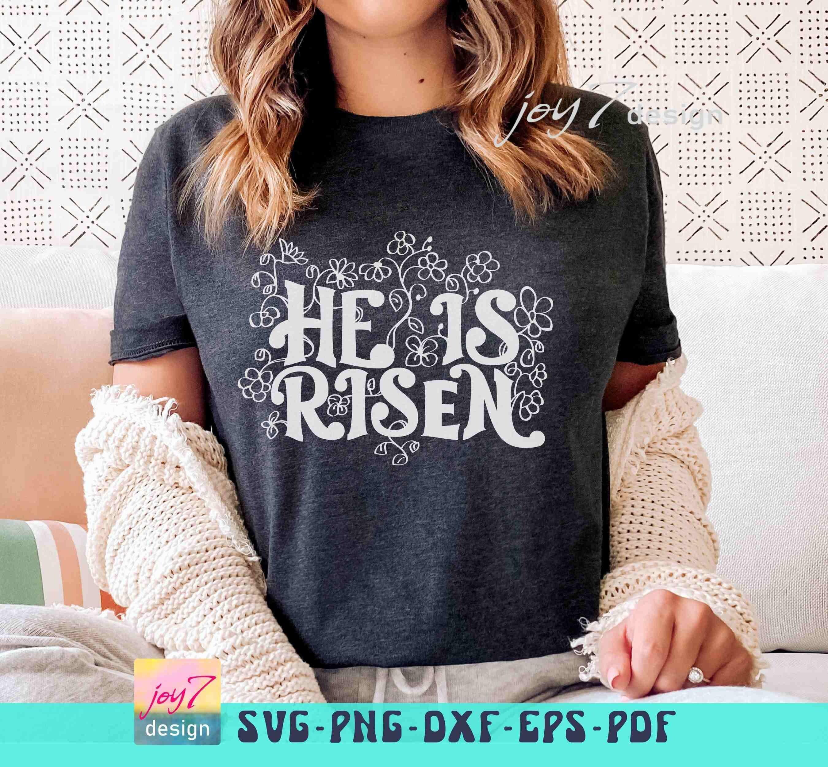 He is Risen SVG: Retro Wildflower Christian Design (digital