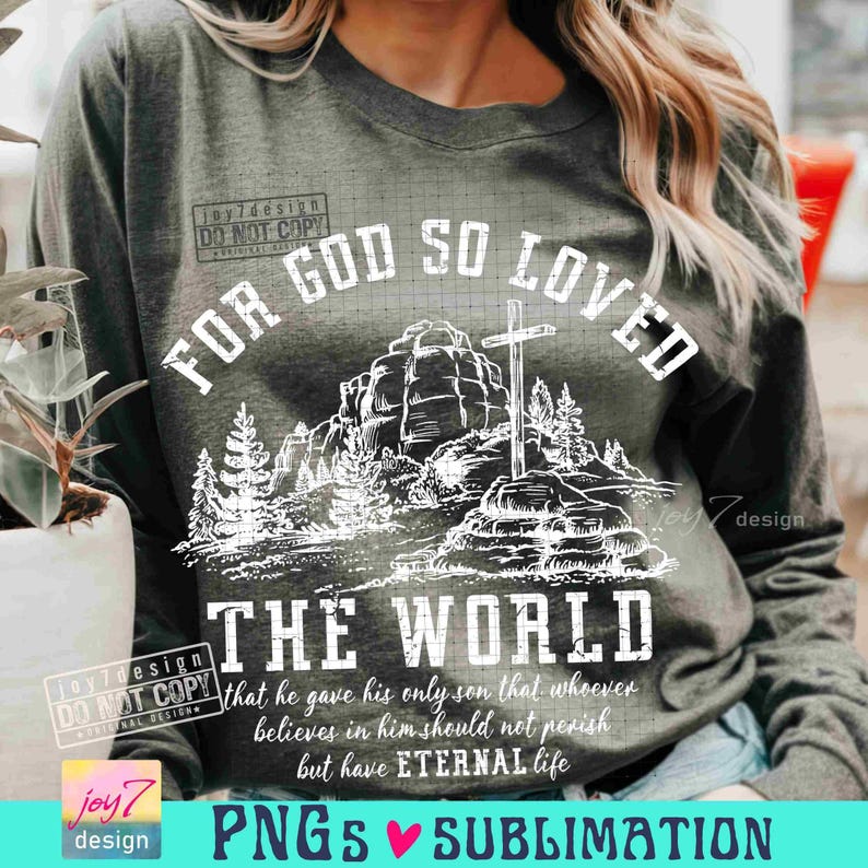 JOHN 3:16 FOR GOD So Loved the World Png Bible verse Png Christian Bible Png Retro Western Png design Western Christian Sublimation Original image 5