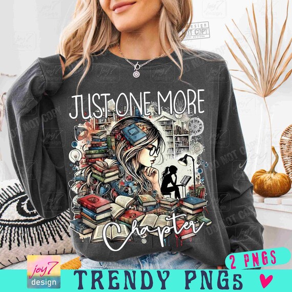 One More Chapter PNG Retro Book shirt Png Bookish Png Book Lover Librarian Book Girl Book Club Trendy Readers Png Booktrovert Png ORIGINAL