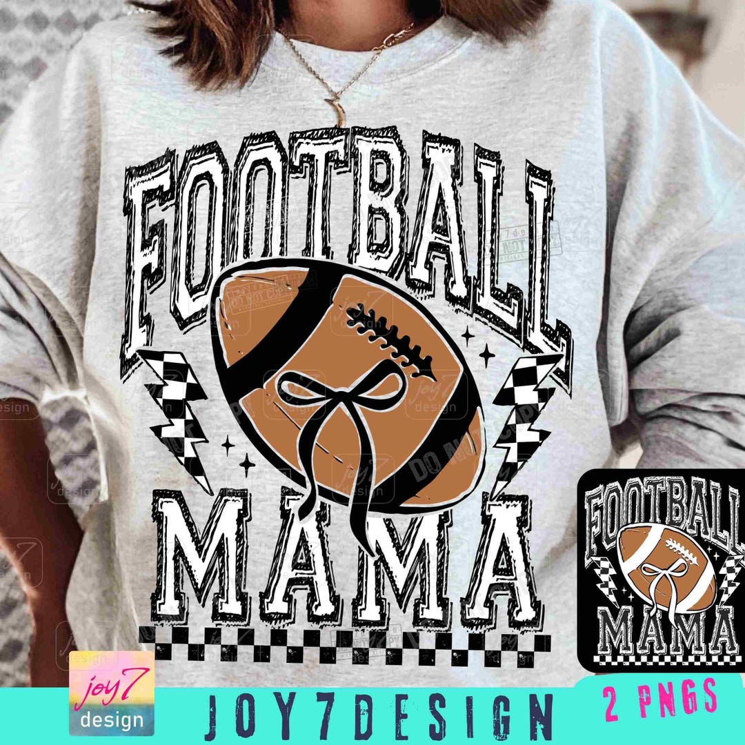 Football Mama Retro Checkered PNG Football Mom Coquette Bow Png ...