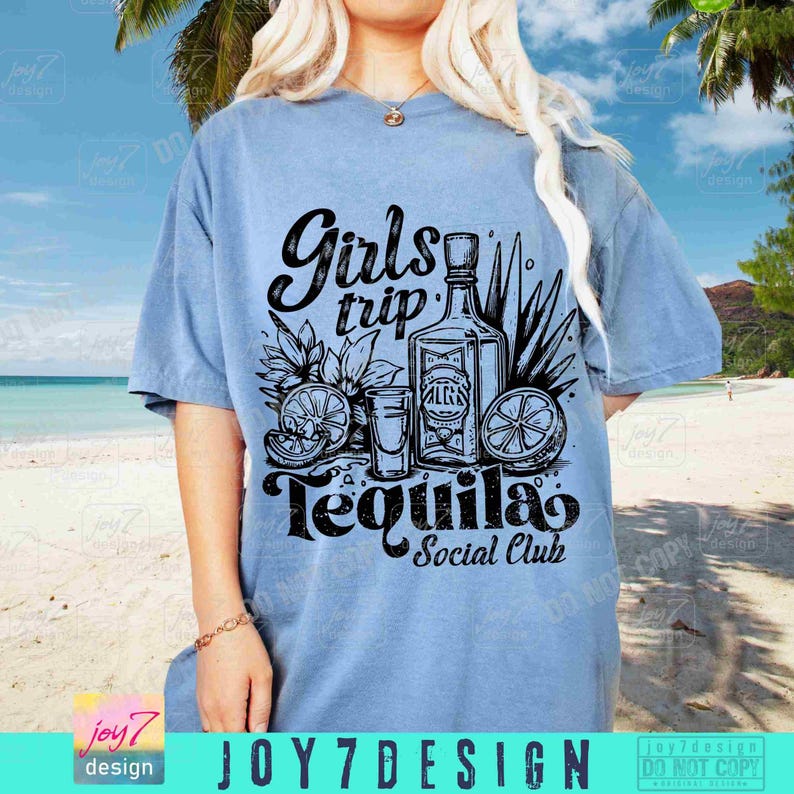 Girls Trip Tequila Social Club PNG Funny Summer Girls Trip Tequila Retro Summer Png Girls Weekend Retro Summer Beach Shirt design ORIGINAL image 5