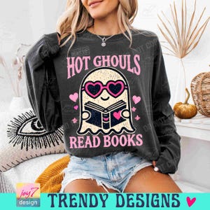 Hot Ghouls Read Books PNG Cute Ghost Book Lover Halloween Png Groovy Ghost Girly Halloween Bookish Fall Png Preppy Trendy Ghost Png ORIGINAL image 6