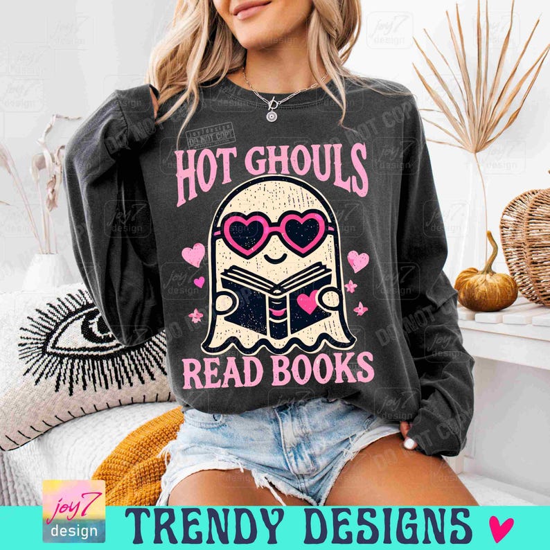 Hot Ghouls Read Books PNG Cute Ghost Book Lover Halloween Png Groovy Ghost Girly Halloween Bookish Fall Png Preppy Trendy Ghost Png ORIGINAL image 6