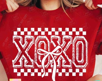 Retro XOXO Checker PNG Coquette Valentines Varsity Png Trendy VDay Cute Retro Valentines Day shirt Png Coquette Bow Valentines Dtf ORIGINAL