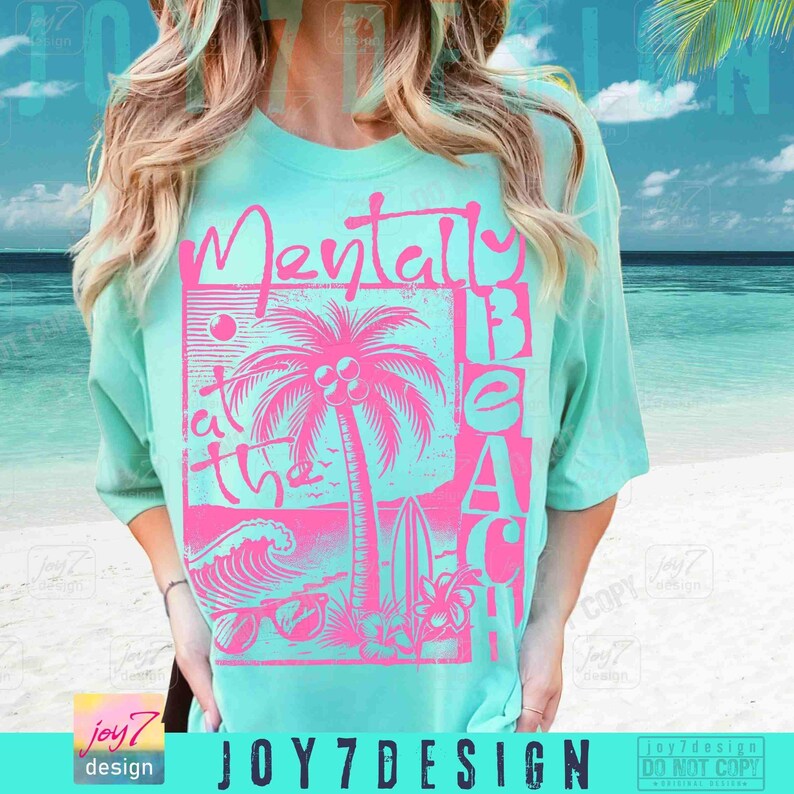 Mentally At The Beach PNG Funny Beach Shirt Png Boho Summer Sublimation Dtf Png Retro Beach Quote Funny Summer Palms beach design ORIGINAL image 4