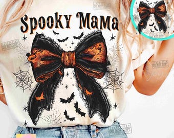 Spooky Mama PNG Halloween Bow Coquette Halloween Png Trendy Halloween Coquette Bow Retro Mama Trendy Halloween Shirt for Mama Png ORIGINAL