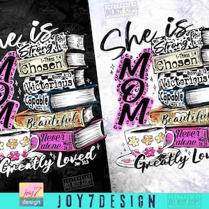 She Is Mom PNG Christian Mom Book Lover Bible Verse Mom Png Mothers day Png Mother Bible Verse Mom Png Trendy Mom Book shirt design ORIGINAL image 2