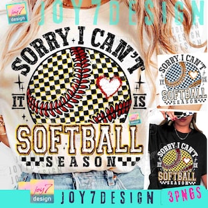 Sorry I Can't It's Softball Season PNG Retro Checkered Softball Png Softball Game Day shirt Softball Mom Png Trendy Softball Team ORIGINAL image 1