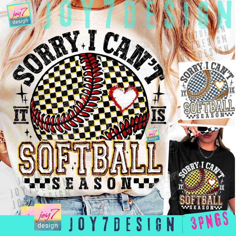 Sorry I Can't It's Softball Season PNG Retro Checkered Softball Png Softball Game Day shirt Softball Mom Png Trendy Softball Team ORIGINAL image 1