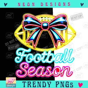Football Season NEON PNG Football Bow Coquette Trendy Neon Football Png Funny Football Mom Football Team Trendy Game Day Football ORIGINAL image 2