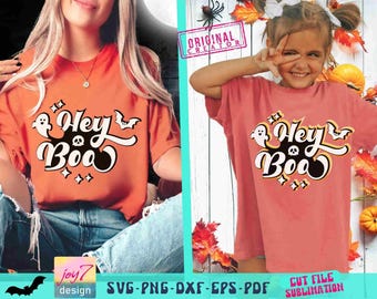 Hey Boo Halloween Design: Vintage Fall SVG PNG (Digital Download)
