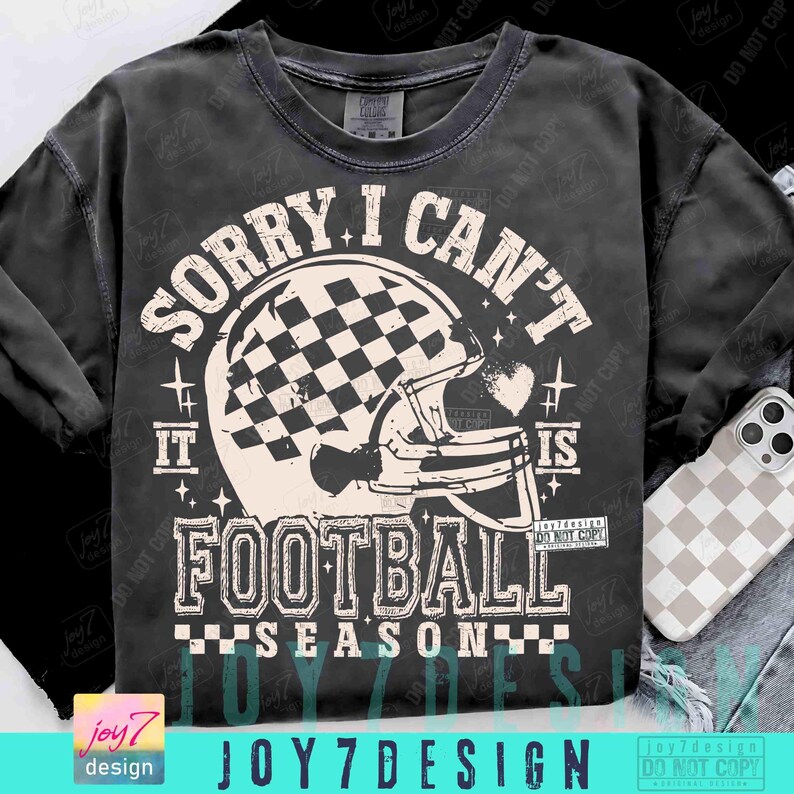 Sorry I Can't It Is Football Season PNG Trendy Football shirt Funny Football Mom Png Retro Checker Football design Trendy Football ORIGINAL image 6