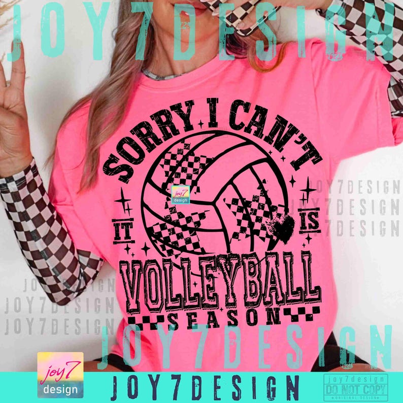 Sorry I Can't It Is Volleyball Season PNG Trendy Volleyball shirt Funny Volleyball Mom Png Retro Checker Volleyball design Trendy ORIGINAL image 6