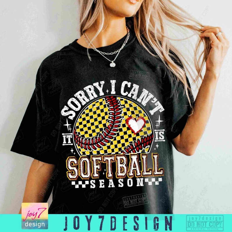 Sorry I Can't It's Softball Season PNG Retro Checkered Softball Png Softball Game Day shirt Softball Mom Png Trendy Softball Team ORIGINAL image 2
