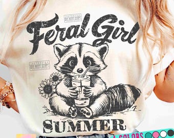 Ragazza selvaggia Estate PNG Sarcastico Snarky Png Divertente Procione Umorismo per adulti Carino Design estivo Png Maglietta vintage Procione Retro SUBLIMAZIONE ORIGINALE